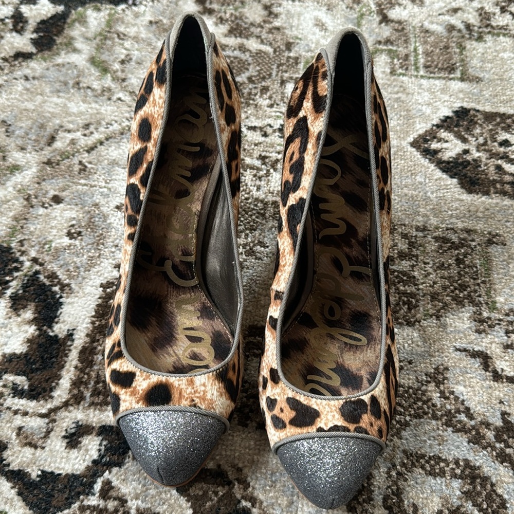 Sam Edelman Cap Toe Platform Pumps Leopard Print - image 2